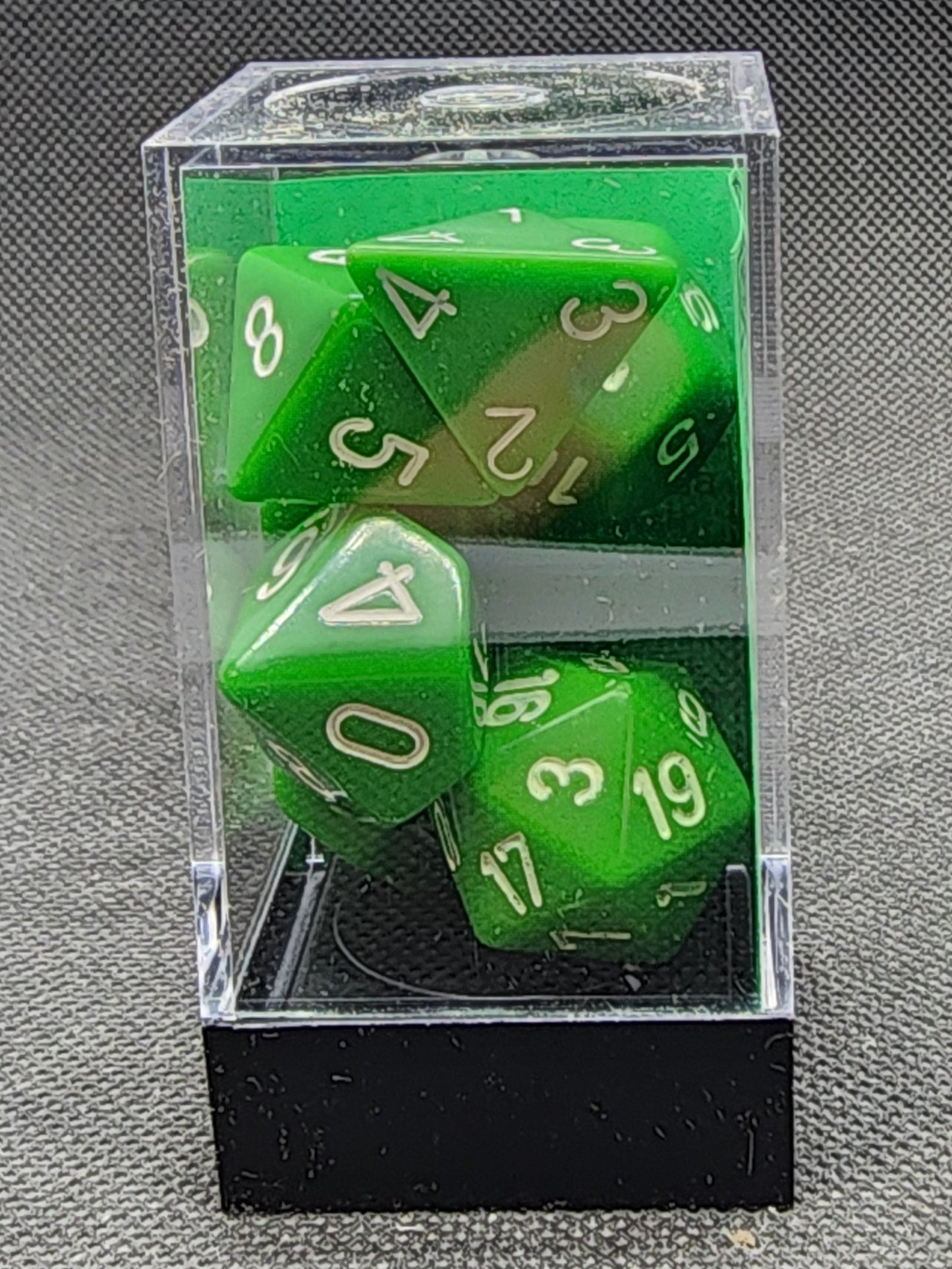 Chessex's Opaque Green/White Polyhedral 7-dice Set