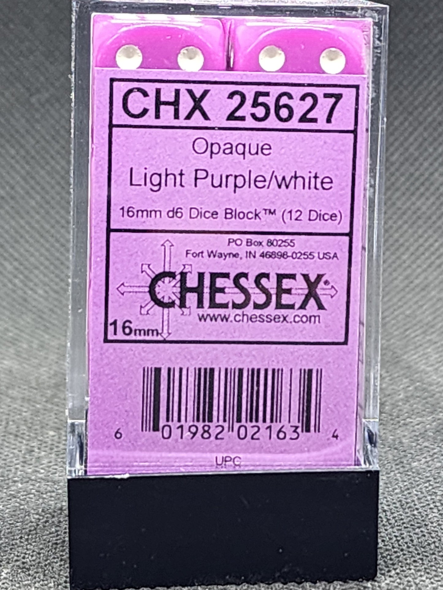 Chessex's Opaque Light Purple/White 16mm d6 Dice