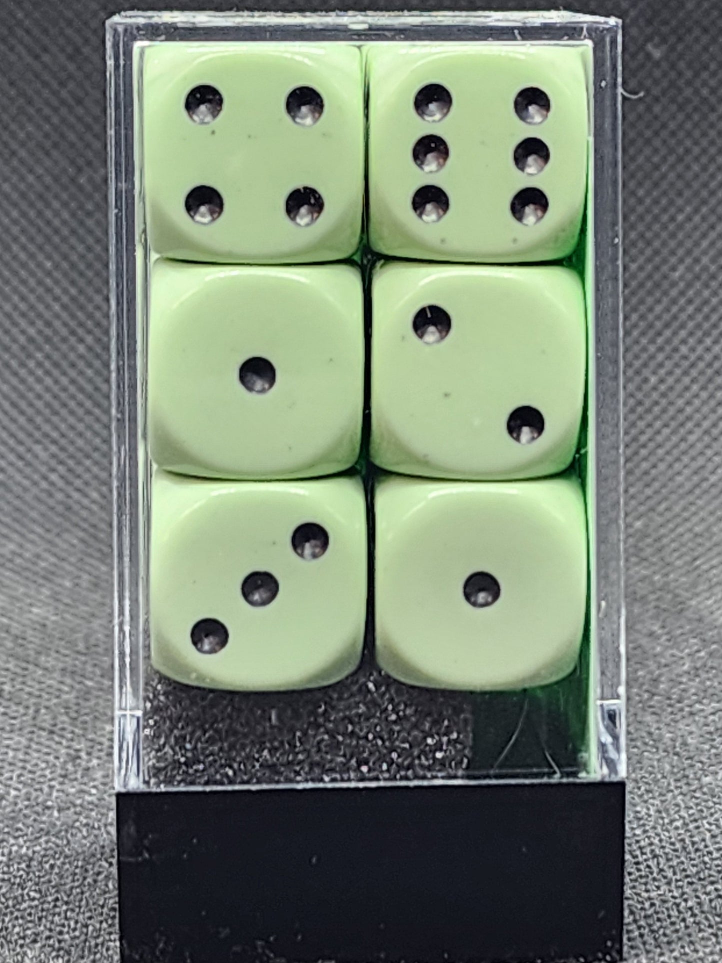 Chessex's Opaque Pastel Green/Black 16mm d6 Dice
