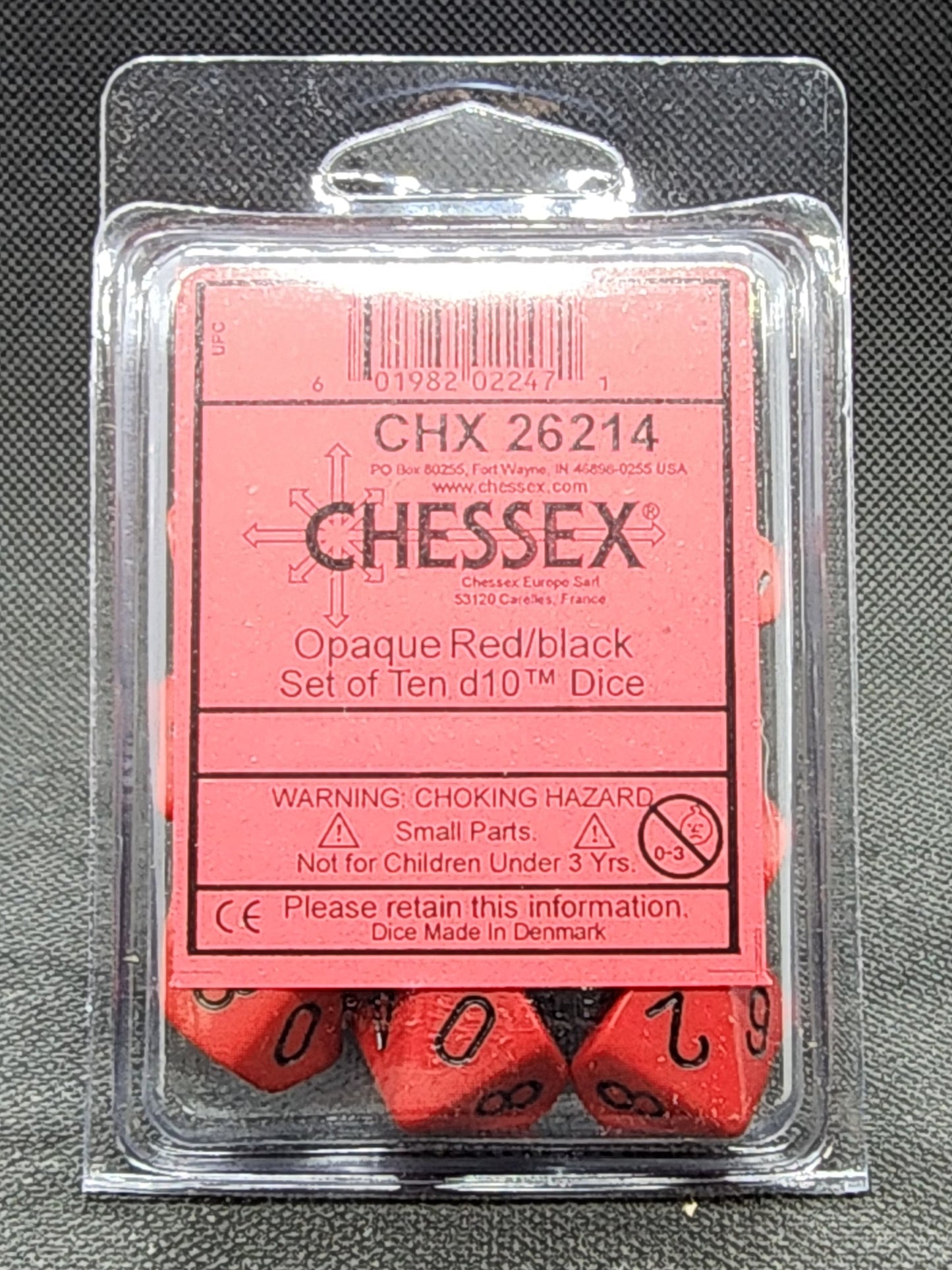 Chessex's Opaque Red/Black Set of ten d10 Dice
