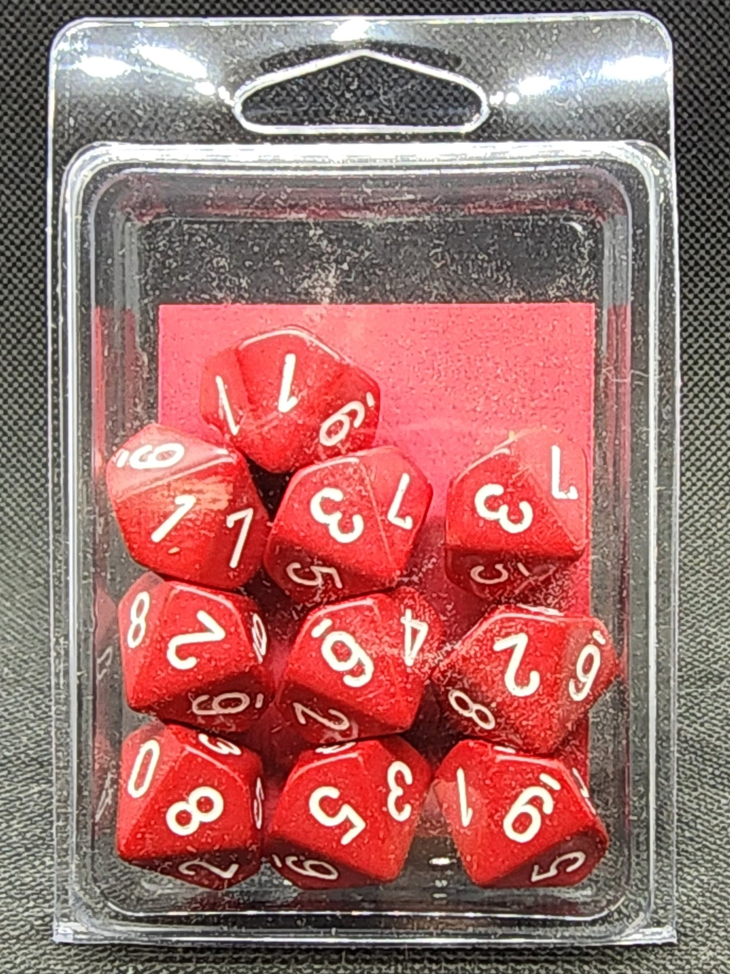 Chessex's Opaque Red/White Set of ten d10 Dice