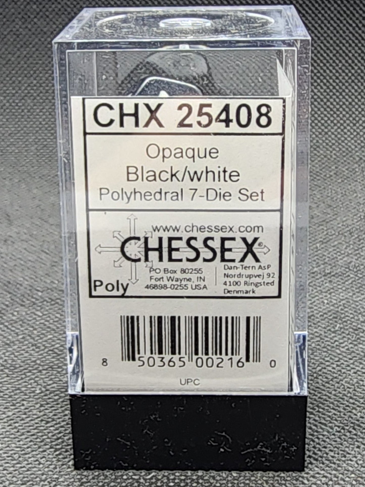 Chessex's Opaque Black/White Polyhedral 7-dice Set