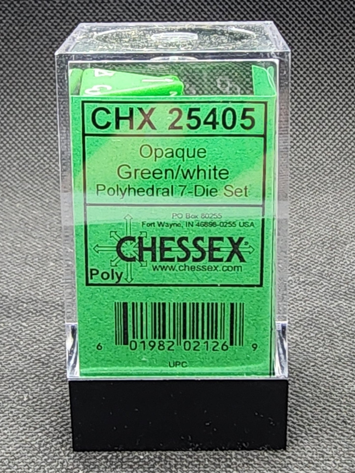 Chessex's Opaque Green/White Polyhedral 7-dice Set