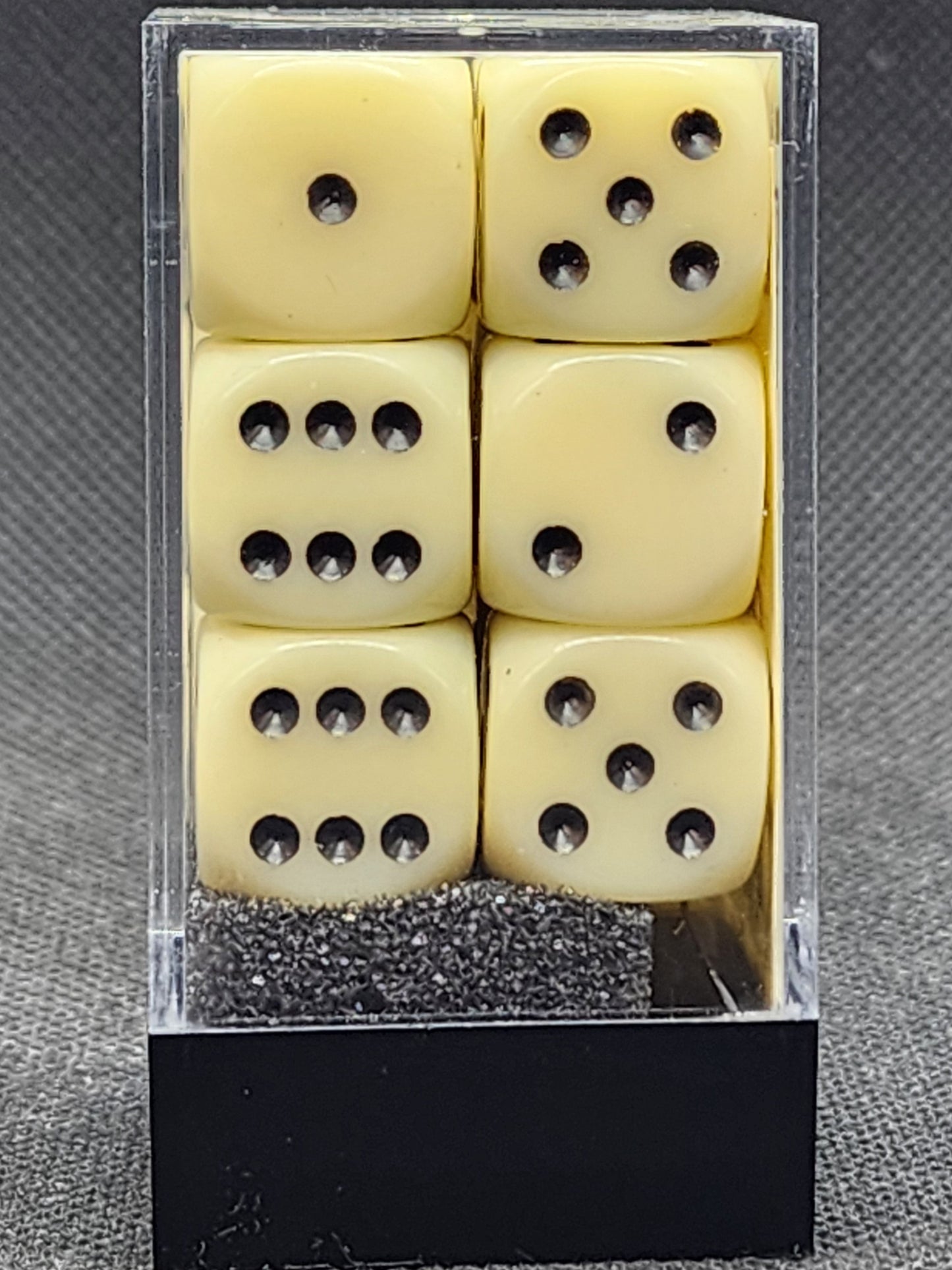 Chessex's Opaque Ivory/Black 16mm D6 Dice