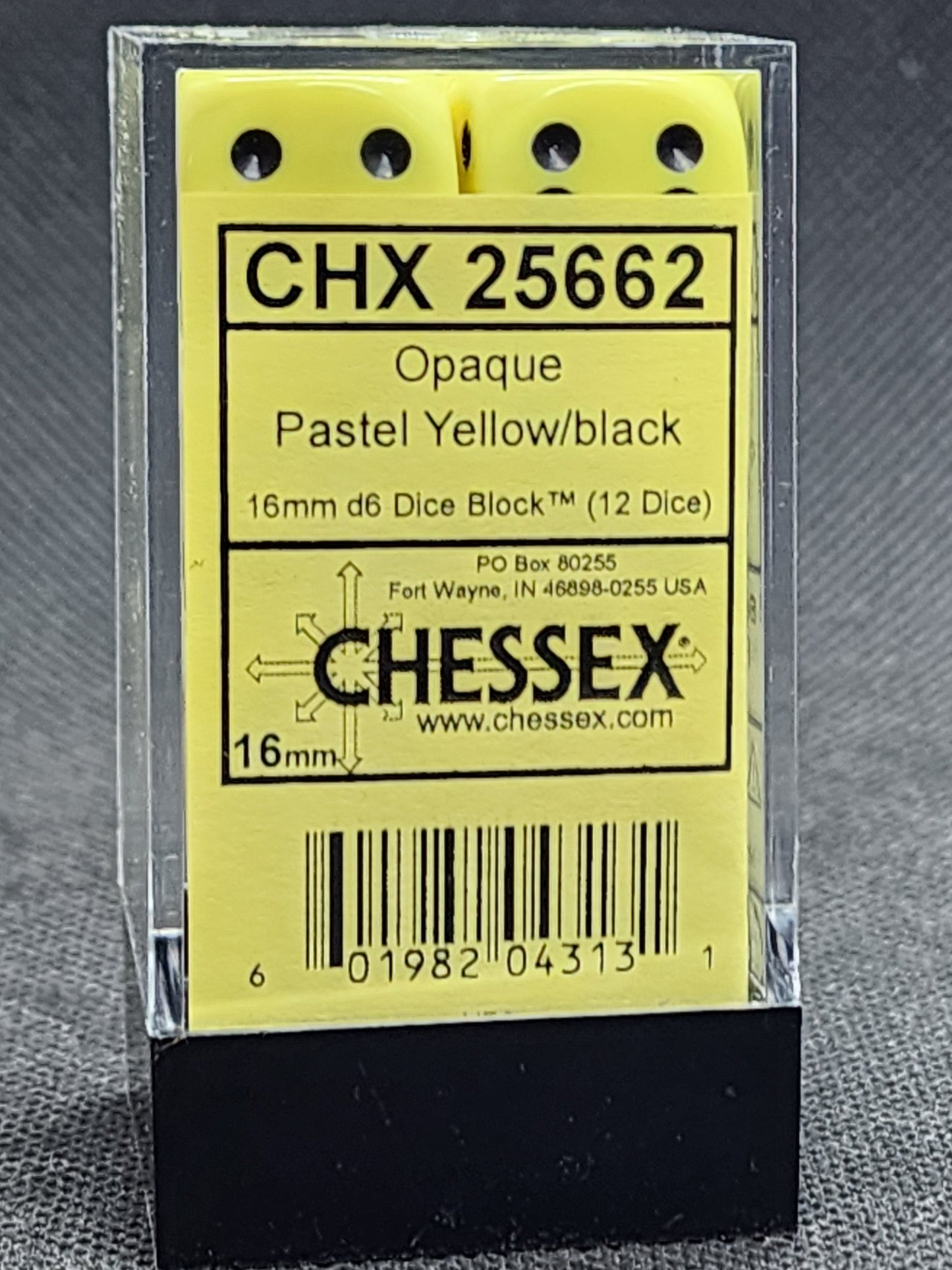 Chessex's Opaque Pastel Yellow/Black 16mm d6 Dice
