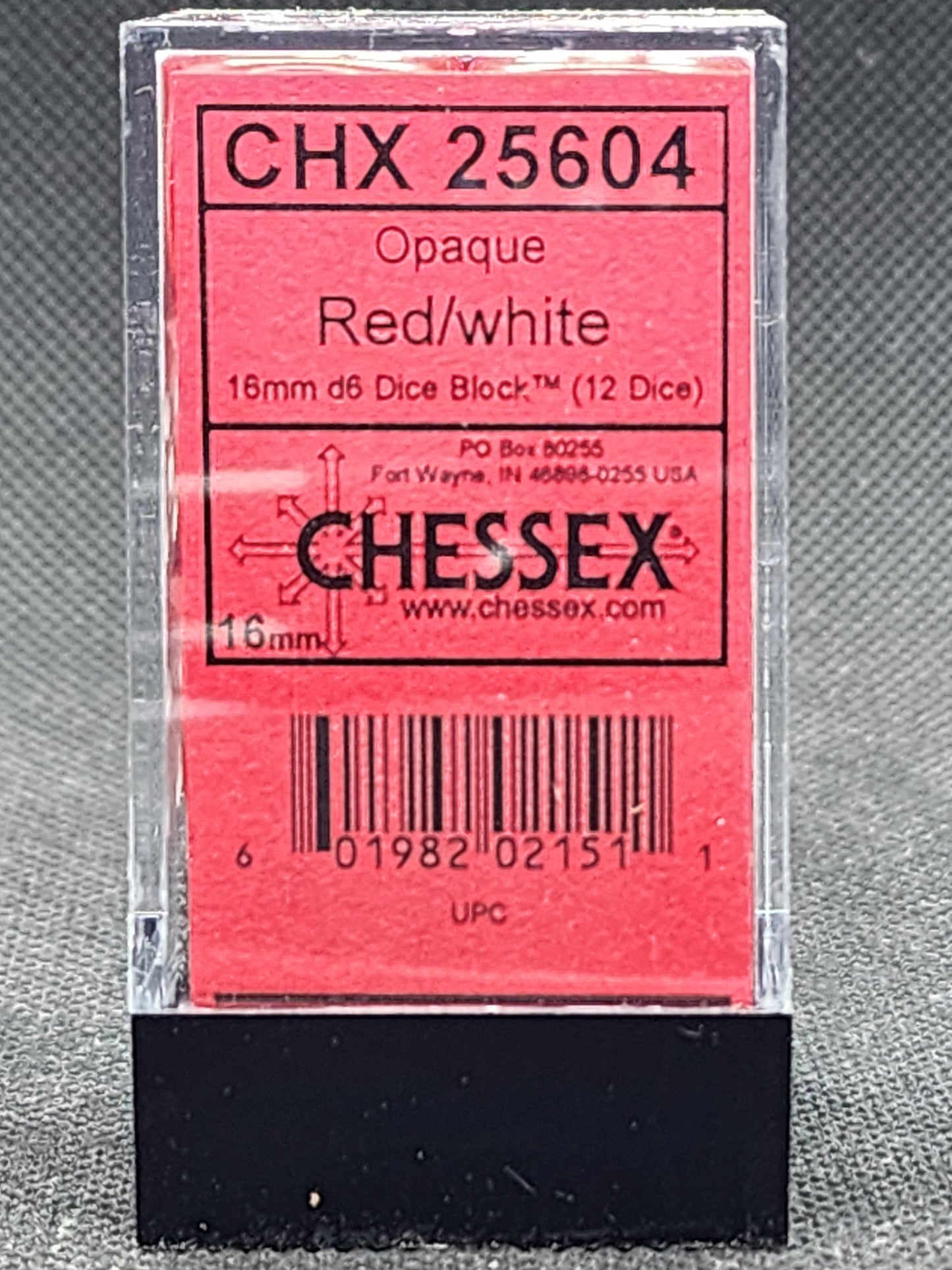 Chessex's Opaque Red/White 16mm d6 Dice