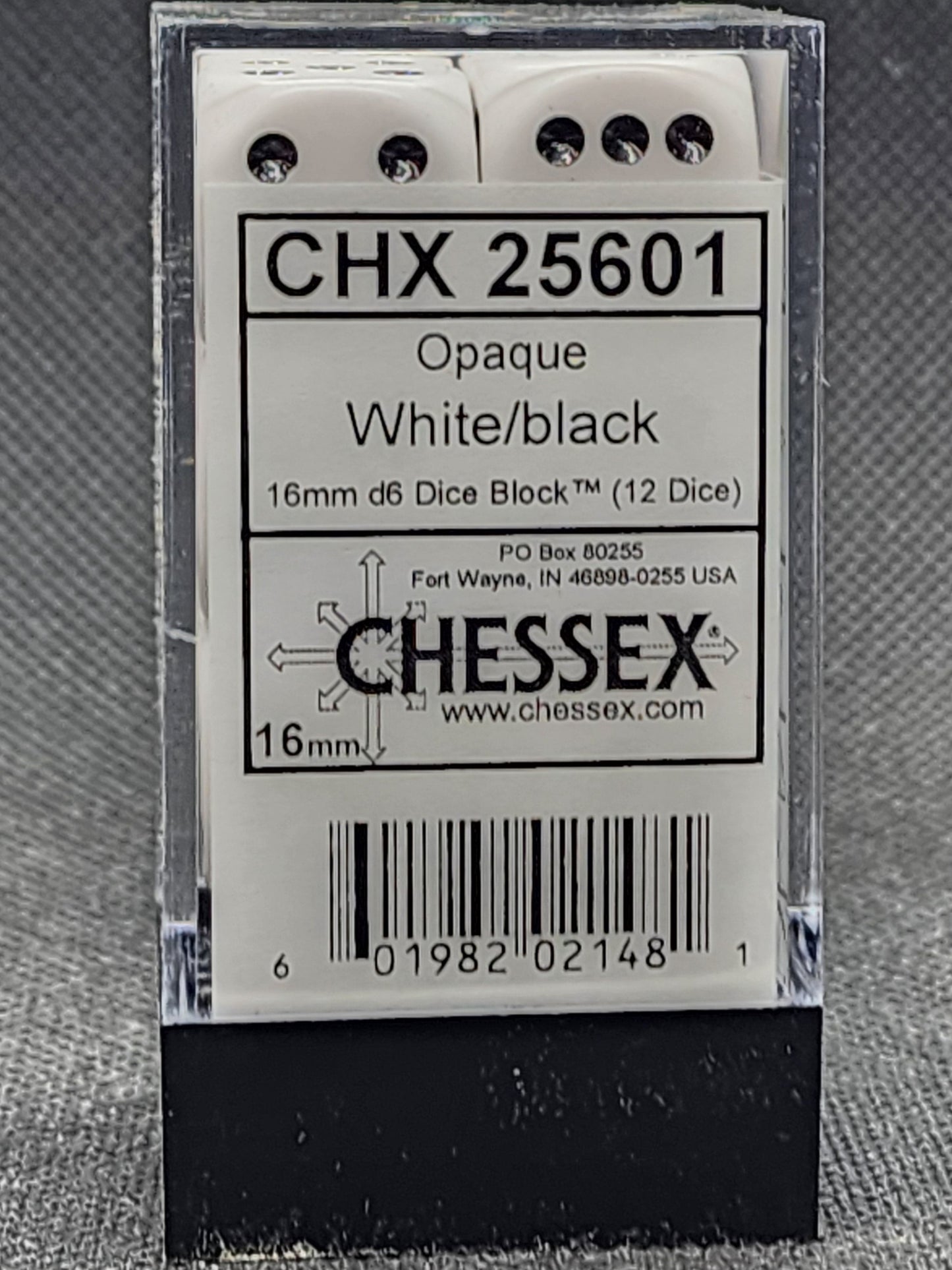Chessex's Opaque White/Black 16mm D6 Dice