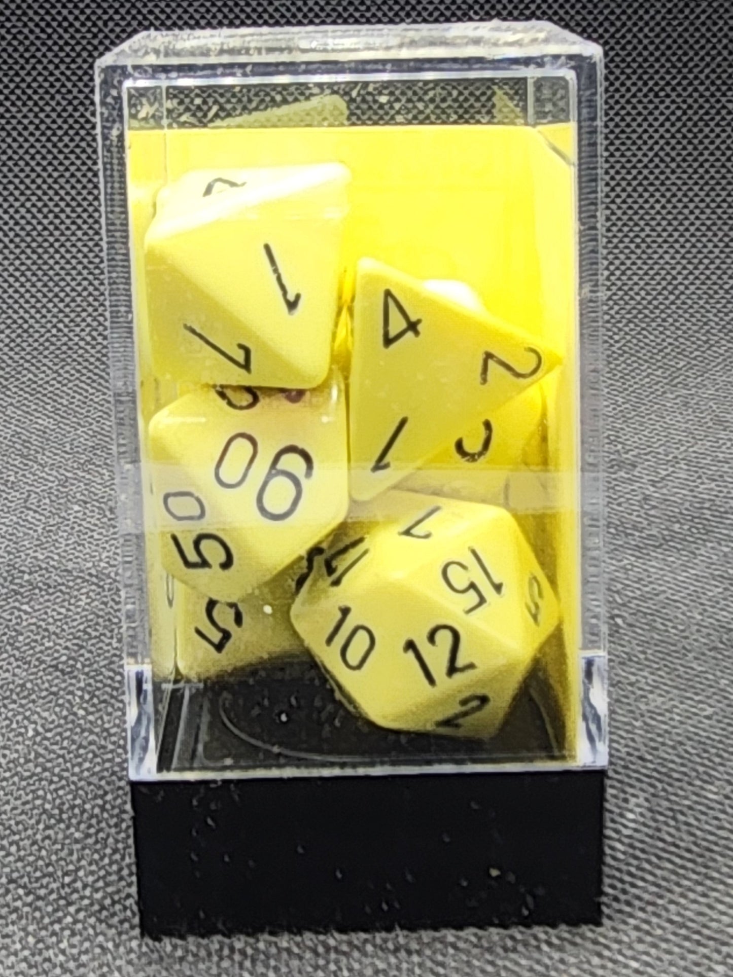 Chessex's Opaque Pastel Yellow/Black Polyhedral 7-dice Set