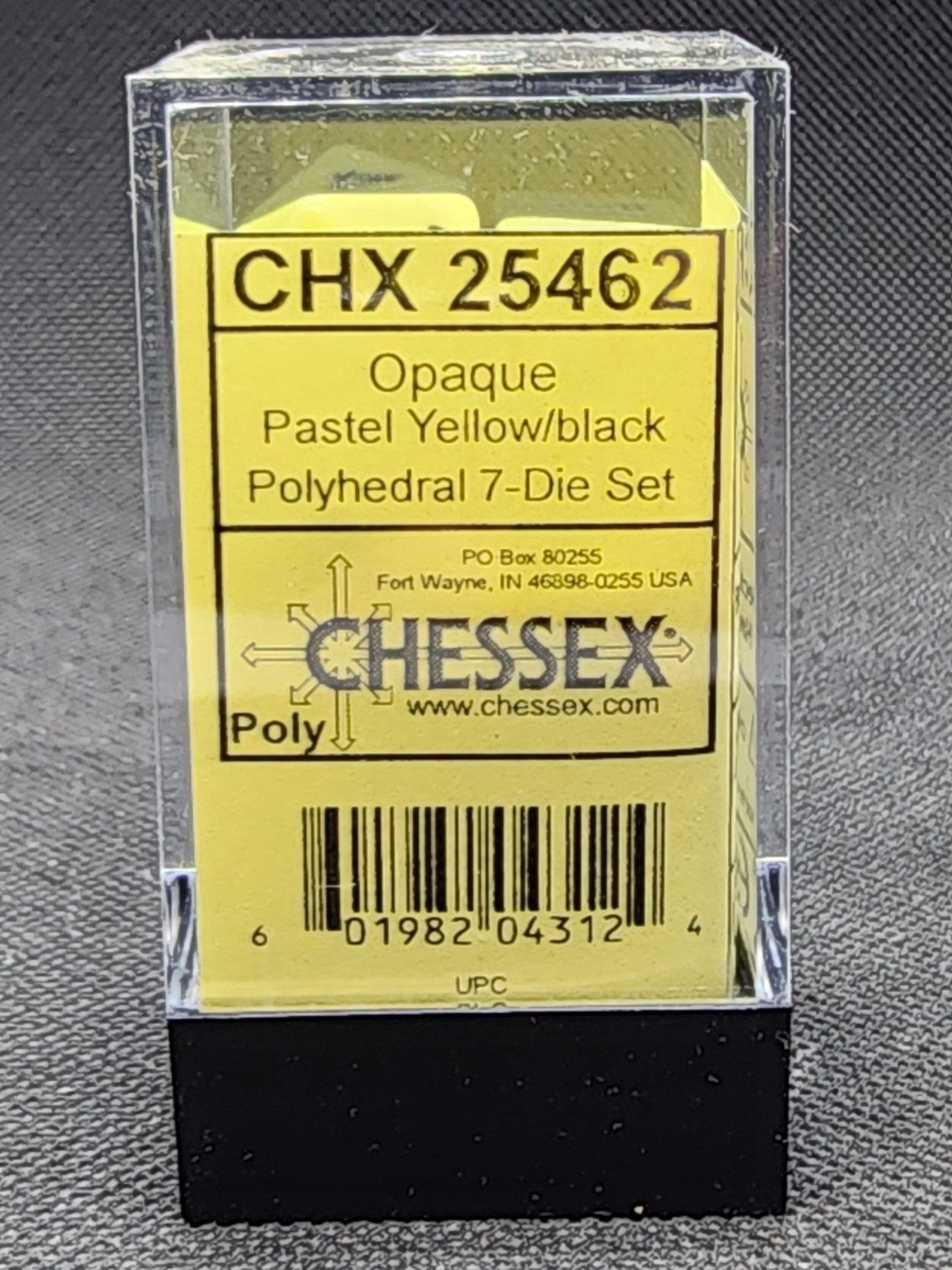 Chessex's Opaque Pastel Yellow/Black Polyhedral 7-dice Set